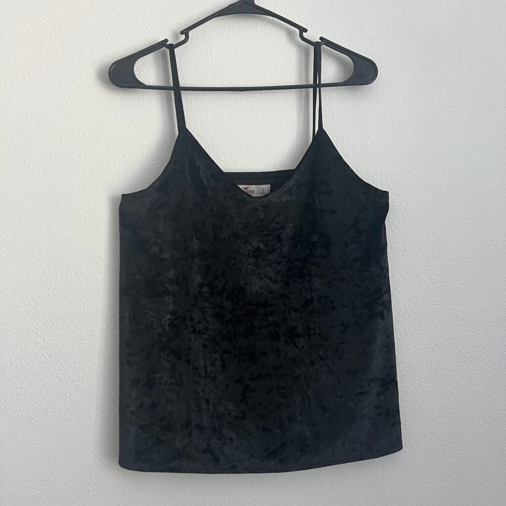 Hollister Velvet Cami Top Teens Juniors Large Black Witchy Gothic Romantic